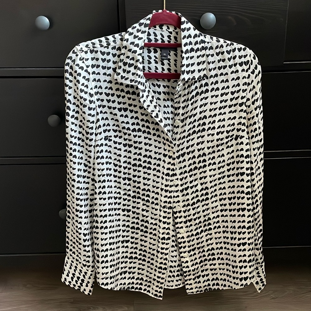 J.Crew tossed hearts silk blouse size 00
